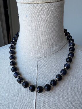 Classic Dark Blue Bead Necklace